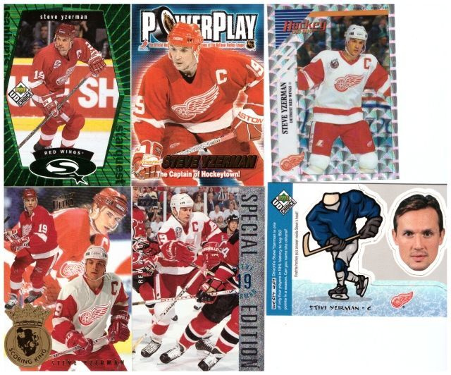 6 x STEVE YZERMAN Red Wings, ErikoisKortteja