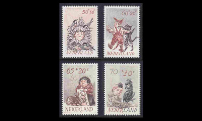 Alankomaat 1223-6 ** Voor het Kind lapsi ja eläin (1982)