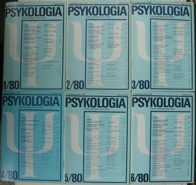 Psykologia 1980. Vuosikerta 6 numeroa.