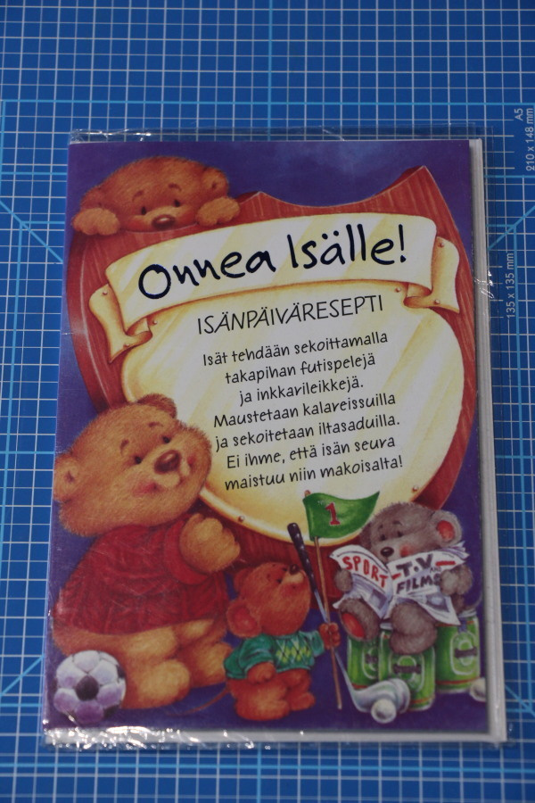 Kaksiosainen kortti: Onnea Isälle!