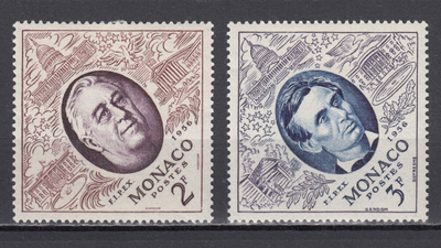 Monaco 1956 Mi 528,529 Postimerkkinäytt.: Roosevelt, Lincoln