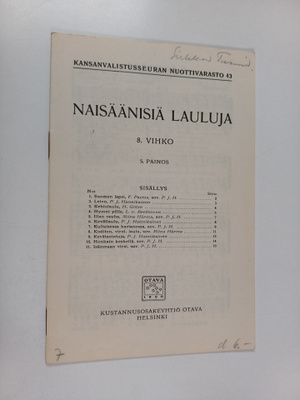 Naisäänisiä lauluja 8. vihko