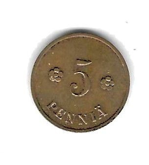 1936 5 PENNIÄ KOLIKKO KÄYTETTY