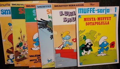 Paketti Smurffit-sarjakuva-albumeita + Muffe-sarja (6 kpl)