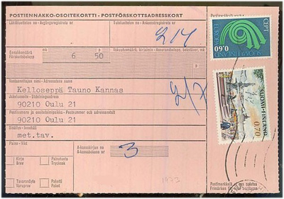 1973 70p Hgin Kauppatori ym postiennakkolähetys