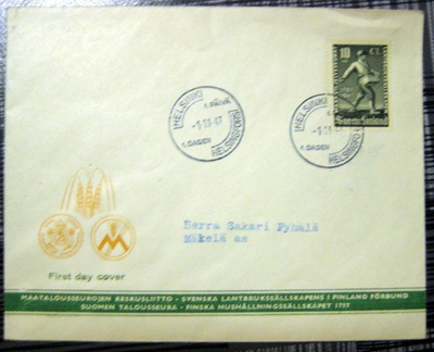 FDC-kuorei 1947Maanviljelysseurat 150v(35)