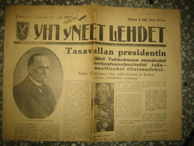 Sanomalehti: Yhtyneet Lehdet 19.10.1939 (IKL)