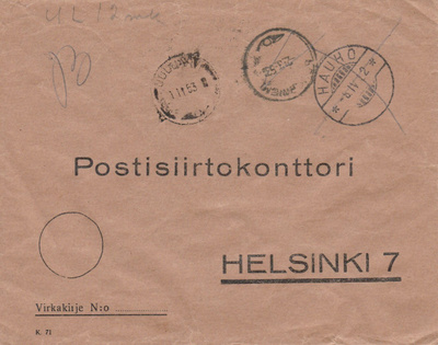 KIRJE, Postin sisäinen postitus 1950 -luvulla, eri postitoim