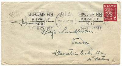 Viestillinen No 4 Helsinki (1937) Ampujain MM-kilpailut