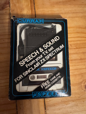 Currah µSpeech ZX Spectrumille, laatikko ja kasetti