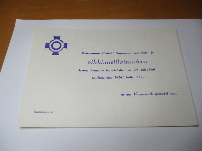 Eno Lippujen vihkiminen 1960,  korttikokoa