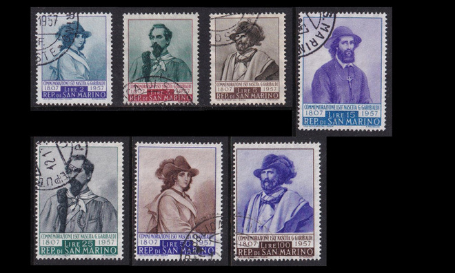 San Marino 577-83 o Giuseppe Garibaldi (1957)