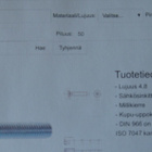 Uraruuvit DIN 966 Zn PZ, M6x50 lujuus 4.8. 1 erä n. 46000kpl - pikkukuva 1