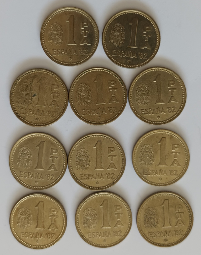 11 kpl Espanja 1 ptas1980-1982, 2 kuvaa
