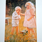 JENNY NYSTRÖM 1911 "Tyttö ja poika"-KULKEMATON POSTIKORTTI - pikkukuva 1