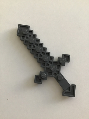 Lego tumman harmaa iso Minecraft miekka