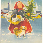 Irma SALMI - Eukko ja koira jouluostoksilla -vanha kortti - pikkukuva 1