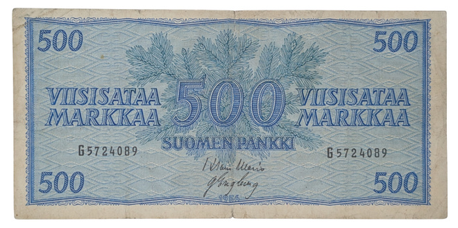 Suomen pankki 500 Markkaa 1956, G -sarjaa