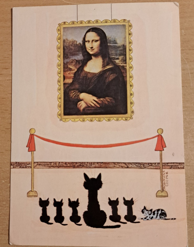 Mona-Lisa-taulu: Pariisilaisen museon kortti, kulkenut 1987