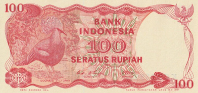 Indonesia 100 Rupia, pakkasileä 1977