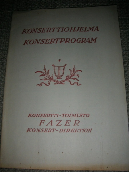 Vanha Fazer konserttiohjelma 1947