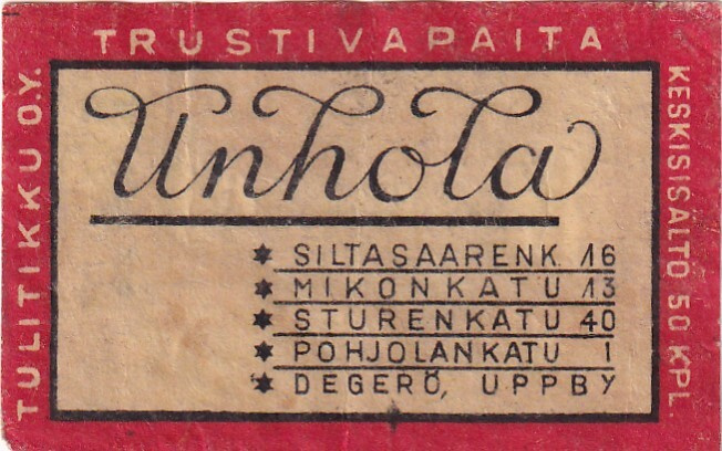 Helsinki, Unhola. Tulitikku Oy,  s36