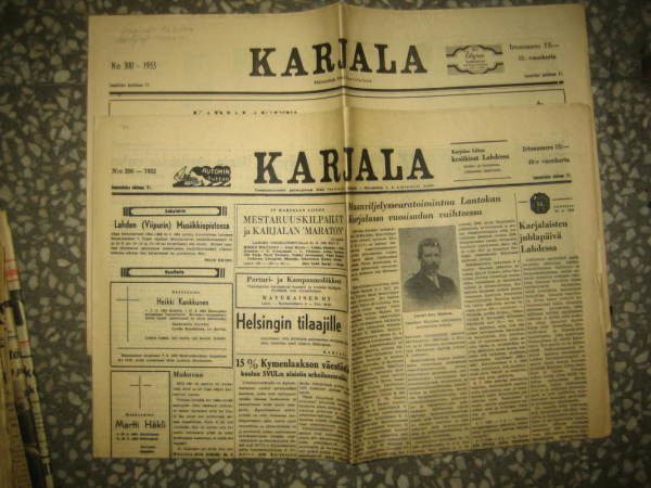 Sanomalehti: Karjala 2 kpl (1952-55)