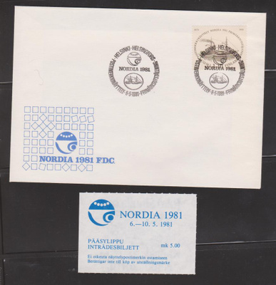 FDC 1981 NORDIA 1981 postimerkkinäyttely + pääsylippu