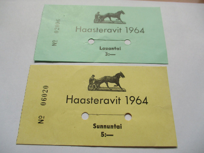 Jyväskylä Haasteravit pääsyliput 2 kpl 1964