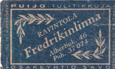 Ravintola Fredrikinlinna, Albertink. 46   Puijo   7/9