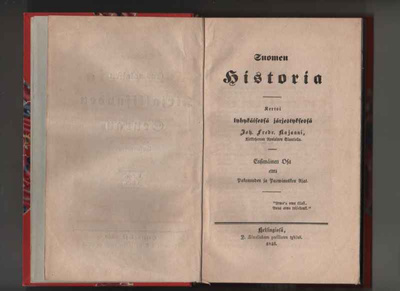 Cajan, Juhana Fredrik: Suomen historia , osa 1, SKS 1846