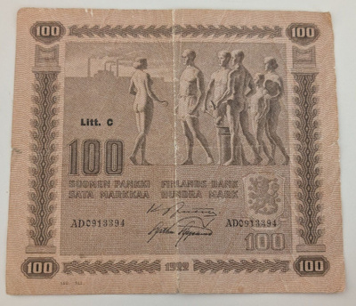 100 Markkaa 1922 Litt. C AD0913394