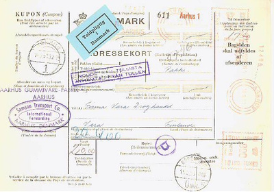 Tanska 1951 lentopakettikortti Suomeen