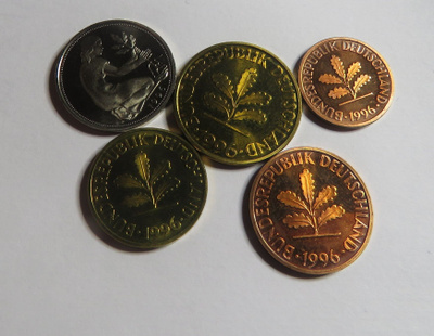 Saksa 5 kolikkoa 1996 A