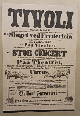 Vanha Tivoli-esite, nurkassa akrobaatit, näyttelypk, ei p.