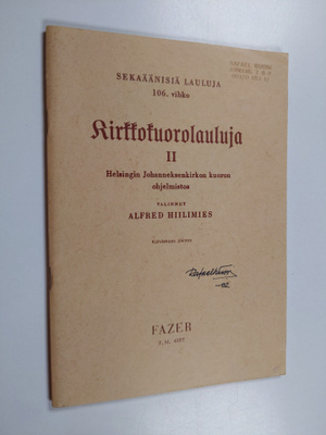Kirkkokuorolauluja 2 : Helsingin Johanneksenkirkon kuoron...