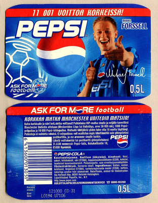 PEPSI MAX etiketti, MIKAEL FORSELL, 0.5 l