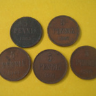 5 kpl 5 penniä - 1865-1916 - pikkukuva 1