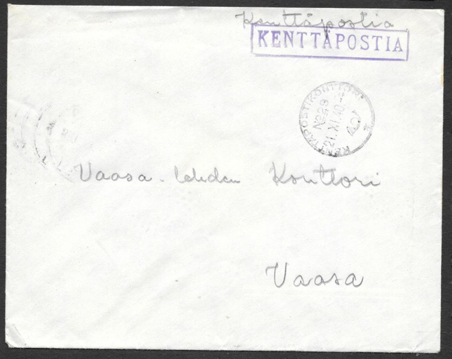 Kenttäposti - Kenttäpostia + kpk 29 21.12.1940
