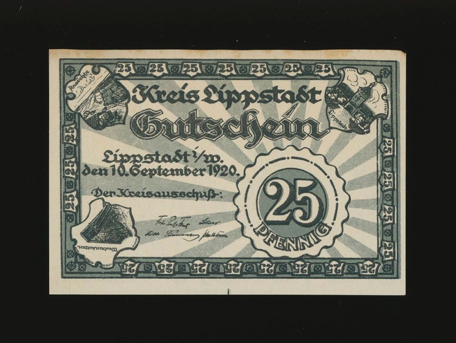 Saksa Notgeld 25 Pfennig, Lippstadt 1920 VF