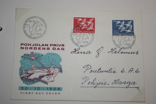 FDC kuori 30.10.1956 Pohjolan päivä