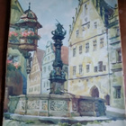 Akvarelli Vanha lasitettu taulu Rothenburg H. Böhme - pikkukuva 2