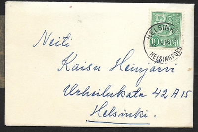 Postilähetys - Yl.m. 10mk (LAPE 430) Helsinki 19.8.58