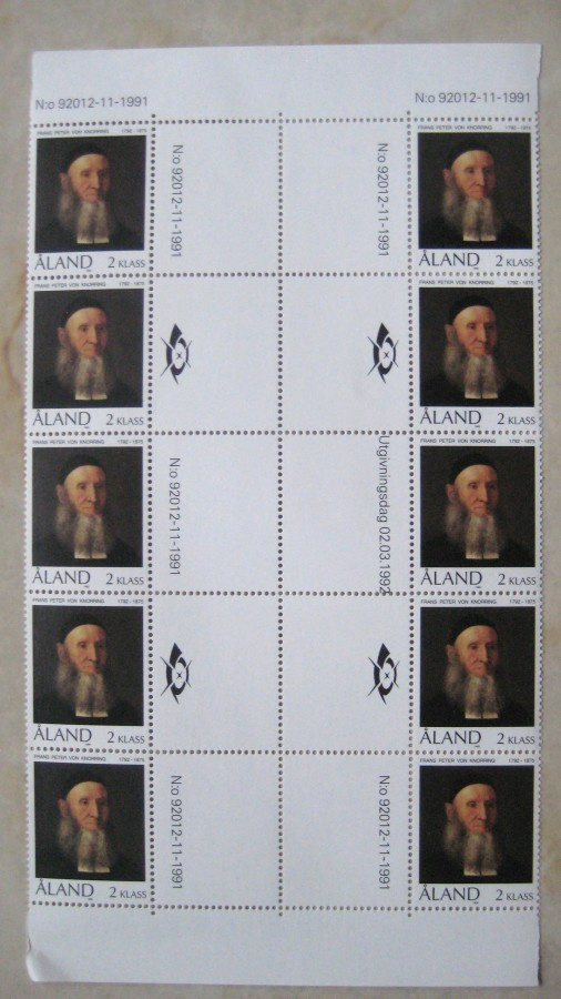 Åland välilöpari arkki2.3.1991 Frans Peter von Knorring