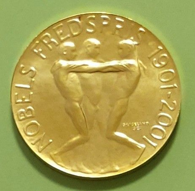 Norja 1/2 unssin kulta raha, 1500 Kroner 2001 Nobel palkinto