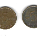 5 PENNIÄ 1970 ja 1974 KOLIKOT KÄYTETTYJÄ - pikkukuva 1
