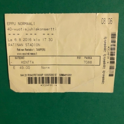 Keikkalippu: Eppu Normaali 40v. 2016.