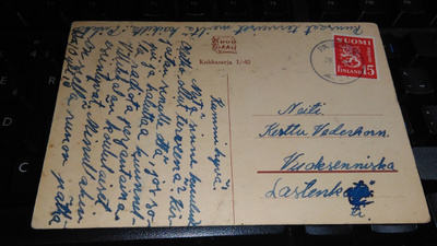 Pärnistö 1-renk. m-30 kortti 1954 26/8