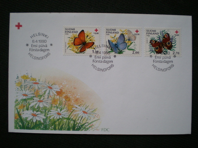 FDC Punainen Risti sarja 1990 6.4.1990 - LaPe 1107-1109