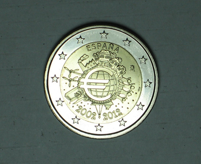2012 Espanja 2€ Juhlaraha  Euro 10 vuotta UNC